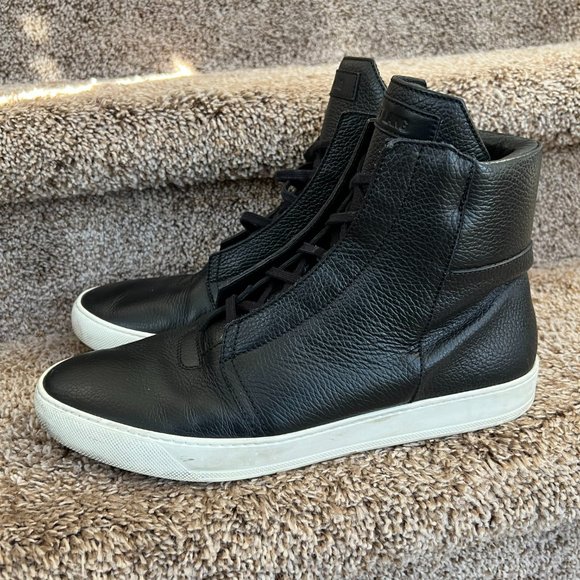 Helmut Lang Men's Black Leather High Top Sneakers